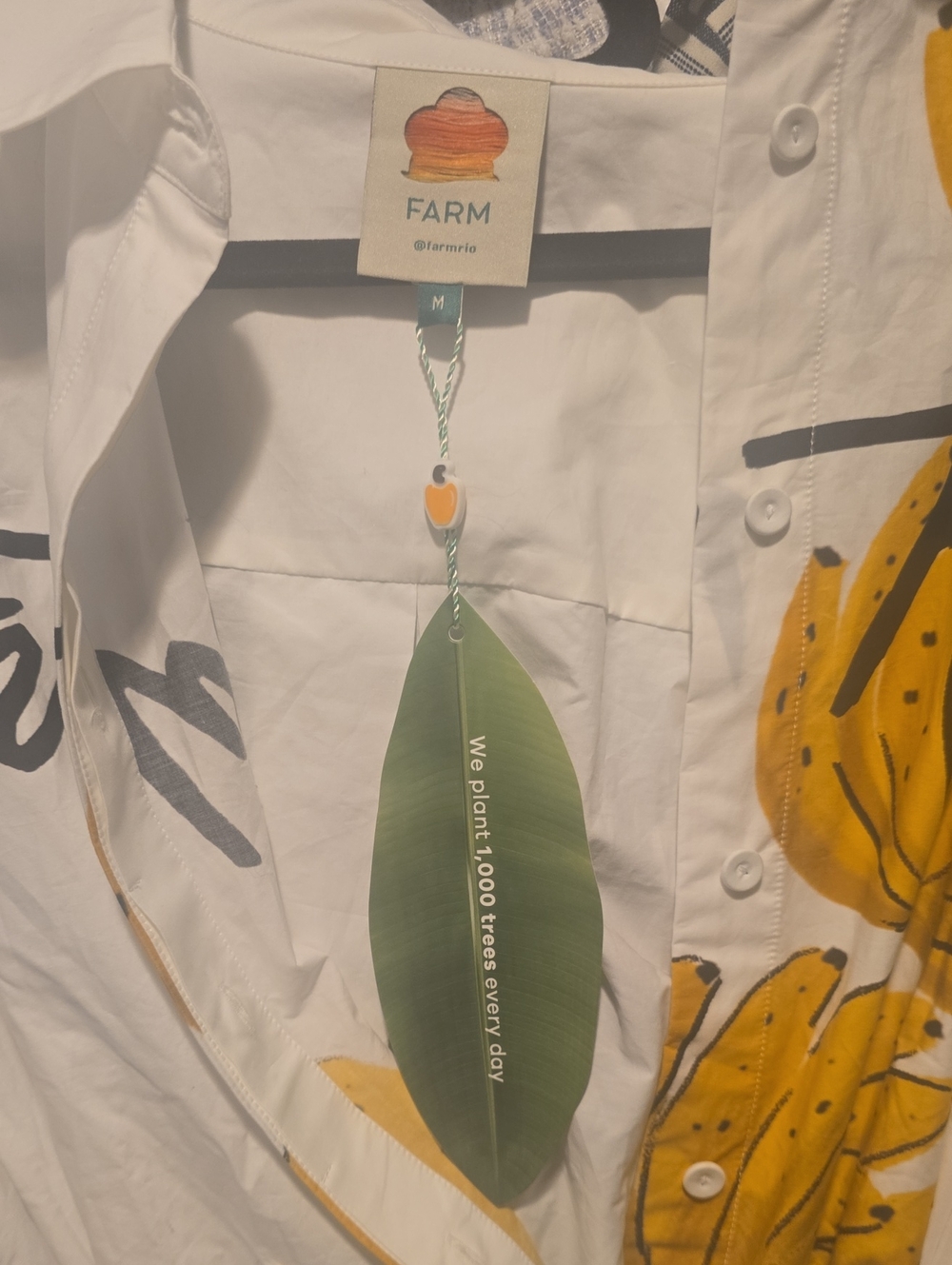 FARM RIO Off-White Tropical Parrot &Banana Organic Cotton Chemise Midi Dress NWT - Picture 6 of 7